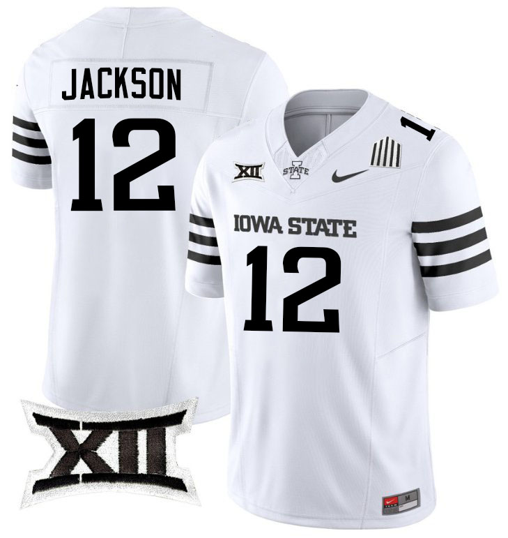 Jaylon Jackson Jersey,Iowa State Cyclones #12 Jaylon Jackson College Jersey Youth-2024 White